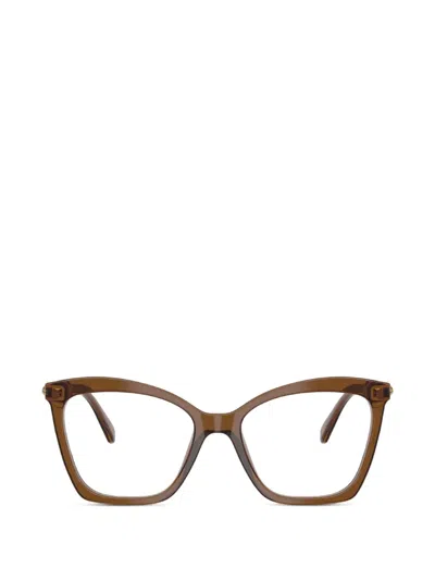 Swarovski Browline Crystal-embellished Glasses In Brown