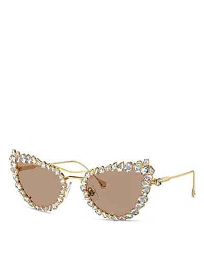 Swarovski Butterfly Removable Crystal Clip On Sunglasses, 56mm In Gold/brown Solid