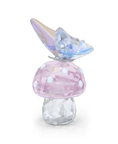 Swarovski Capsule Mushroom And Butterfly Crystal Figurine In Multi