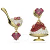 Swarovski Cariti Asymmetrical Red Bean Ice Drop Earrings In Red