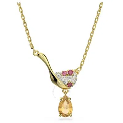 Swarovski Cariti Red Bean Ice Pendant Necklace In Gold