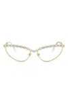 Swarovski Sk1030 Crystal Cat-eye Metal Optical Frames In Gold