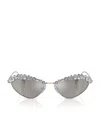 Swarovski Womens Silver Sk7009 Irregular-frame Gem-embellished Metal Sunglasses In Silver