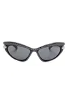 Swarovski Sk6038 Cat-eye Embellished Sunglasses In Black