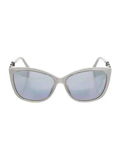 Pre-owned Swarovski Cat-eye Tinted Sunglasses In White