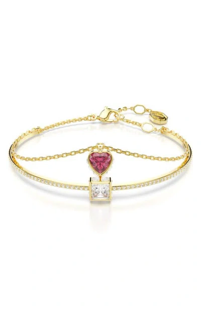 Swarovski Chroma Crystal Embellished Layered Bracelet In Red