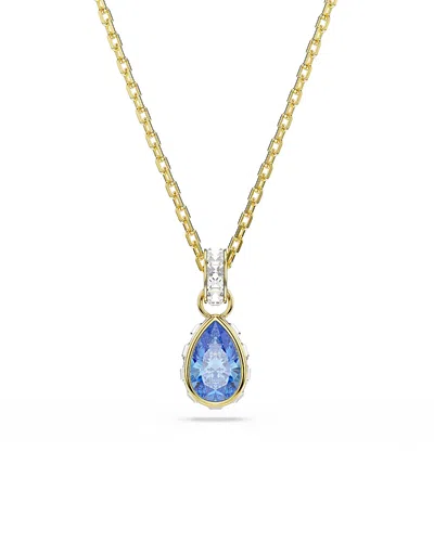 Swarovski Chroma Crystal Pear Shape Pendant Necklace, 14.87-17.75 In Gold