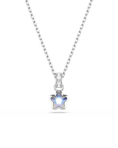 Swarovski Chroma Rhodium Plated Star Pendant Necklace In Metallic