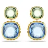 Swarovski Chroma Gold-tone Plated Cushion Cut Drop Earrings In Multicolored