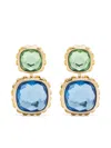 Swarovski Chroma Gold-tone Plated Cushion Cut Drop Earrings In 金色