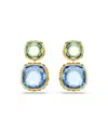 Swarovski Chroma Gold-tone Plated Cushion Cut Drop Earrings