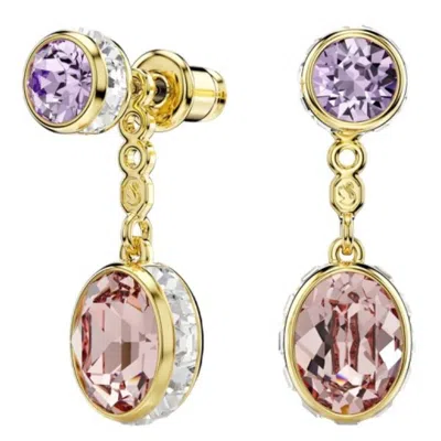 Swarovski Chroma Gold-tone Plated Drop Earrings In Multi
