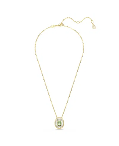 Swarovski Chroma Octagon Cut Green Gold-tone Plated Pendant Necklace