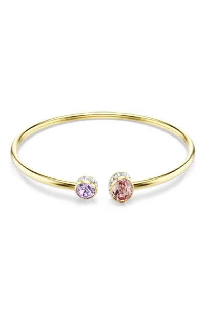 Swarovski Chroma Crystal Flexible Bangle Bracelet In Gold