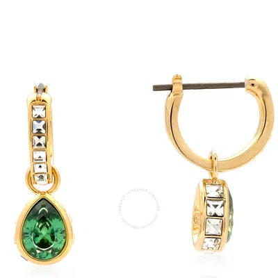 SWAROVSKI SWAROVSKI CHROMA PEAR CUT GREEN CRYSTAL DROP EARRINGS