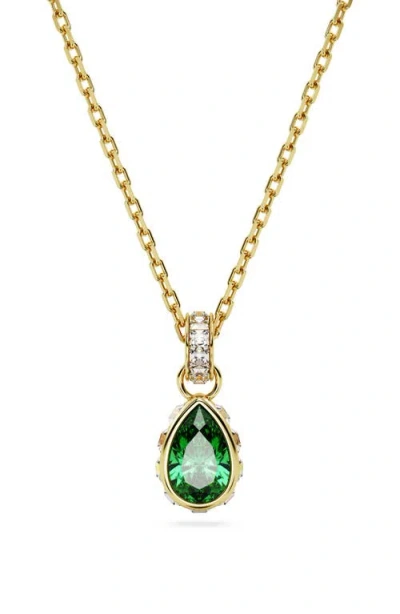 Swarovski Chroma Pear Cut Pendant Necklace In Green