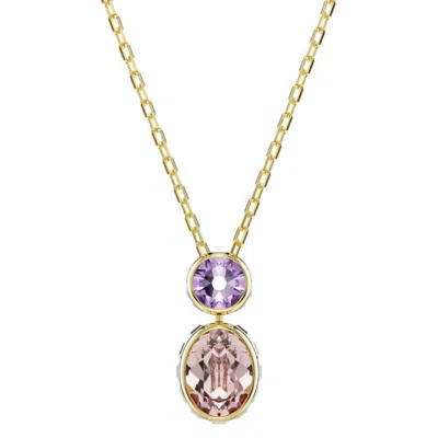 Swarovski Chroma Reversible Pendant Necklace In Gold