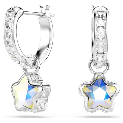 Swarovski Chroma Rhodium Plated Drop Earrings In Metallic