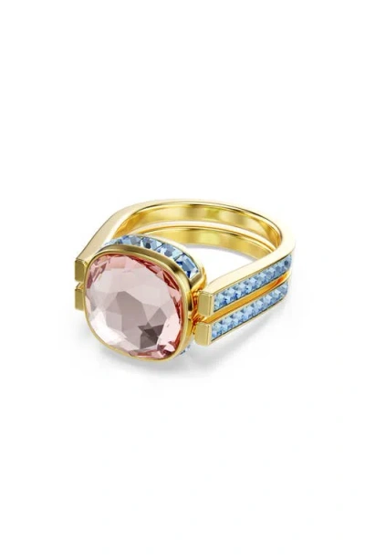 Swarovski Chroma Multicolor Crystal Reversible Statement Ring In Gold