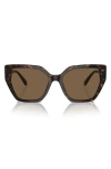 Swarovski Constella 56mm Polarized Irregular Sunglasses In Dark Havana
