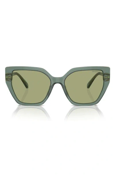 Swarovski Constella 56mm Polarized Irregular Sunglasses In Transparent Green