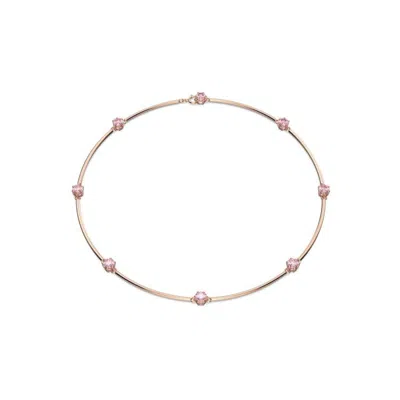 Swarovski Constella Rose Gold-tone Plated Necklace In Pink