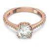 Swarovski Constella Cocktail Ring Round M Rose Gold Shiny White White In White