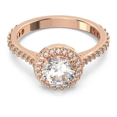 SWAROVSKI SWAROVSKI CONSTELLA COCKTAIL RING ROUND PV L ROSE GOLD SHINY WHITE