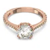Swarovski Constella Cocktail Ring Round M Rose Gold Shiny White White In White