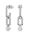 Swarovski Constella Crystal Charm Link Drop Earrings In Silver