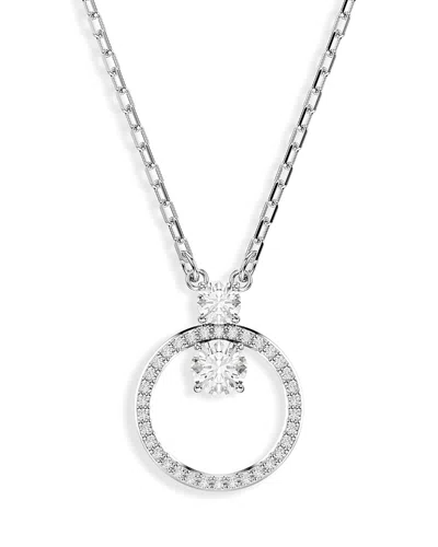 SWAROVSKI CONSTELLA CRYSTAL CIRCLE PENDANT NECKLACE IN RHODIUM PLATED, 14.87-16.87
