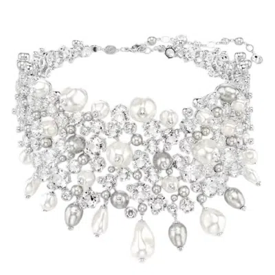Swarovski Constella Crystal Pearl Choker Necklace In White