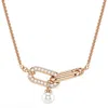 Swarovski Constella Crystal Pearl Round Cut Pendant Necklace In White