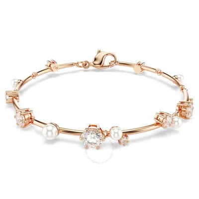 Swarovski Constella Crystal Pearl Tennis Bracelet In Gold