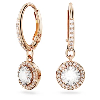 Swarovski Women's Constella Rose-goldtone & Crystal Halo Drop Earrings In White