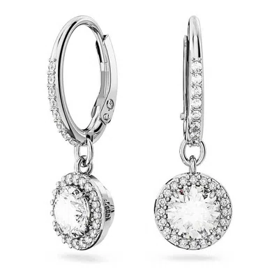 Swarovski Constella Drop Hoop Earrings In Silver
