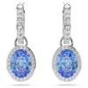 Swarovski Constella Pierced Earrings Hoop Pe Rhodium Shiny Fancy Blue White In Blue