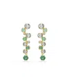 Swarovski Constella Gold-tone Plated Drop Earrings In Green