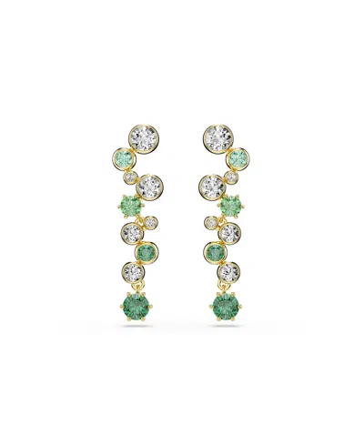 Swarovski Constella Gold-tone Plated Drop Earrings In Green