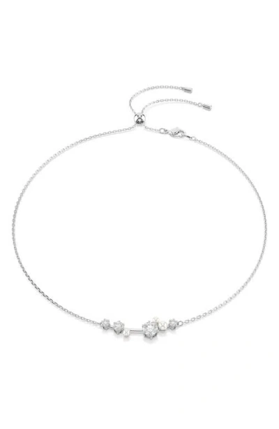 Swarovski Constella Crystal Pearl Necklace In Silver