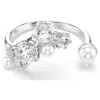 Swarovski Crystal Cultivated Pearl Round Cuts Statement Ring In White