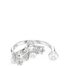 Swarovski Crystal Cultivated Pearl Round Cuts Statement Ring In White
