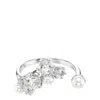 Swarovski Crystal Cultivated Pearl Round Cuts Statement Ring In White