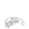 Swarovski Crystal Cultivated Pearl Round Cuts Statement Ring In White