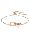 Swarovski Constella Pave Link & Pearl Slider Bracelet In Gold