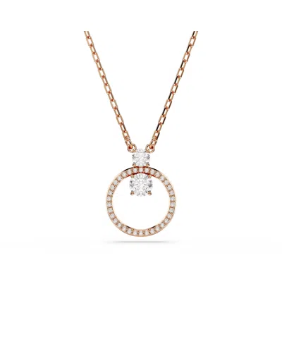 Swarovski Constella Pendant, Round Cut, White Necklace In Rose Gold
