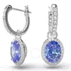 Swarovski Constella Pierced Earrings Hoop Pe Rhodium Shiny Fancy Blue White In Blue