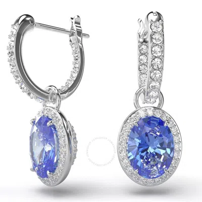 Swarovski Constella Pierced Earrings Hoop Pe Rhodium Shiny Fancy Blue White