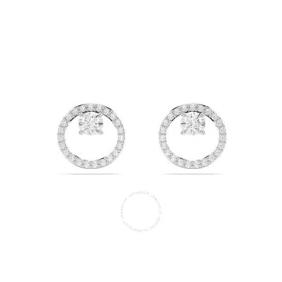 Swarovski Constella Pierced Earrings Stud Cz Rhodium Shiny White