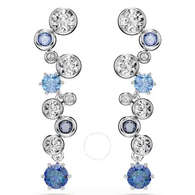 Swarovski Constella Rhodium Plated Crystal Drop Earrings In Blue